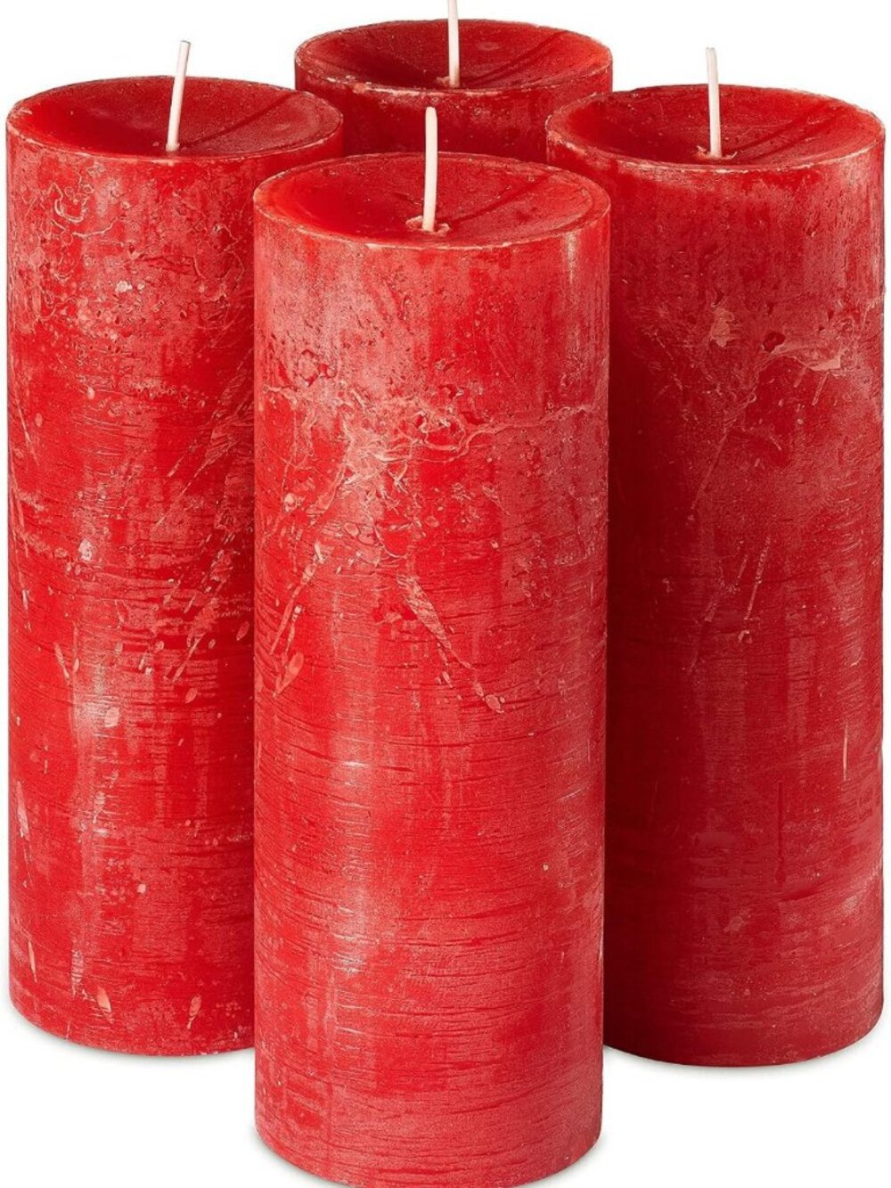 Rustic Red Pillar Candles Set of 4 - 2.7" x 7.5" Dripless, Clean Burning Decor